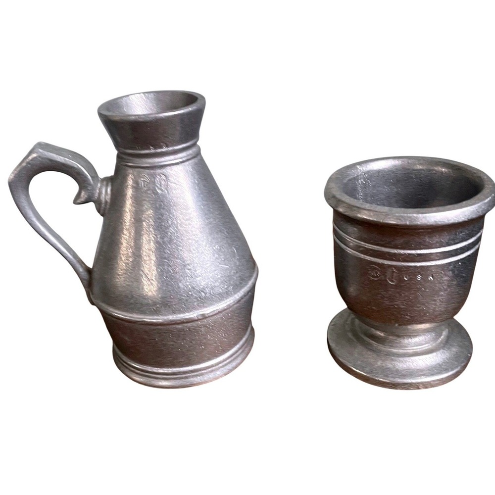 Wilton Company Vintage‎ Pewter Breakin the Noggin Mug and Mortar Cup Set Barware